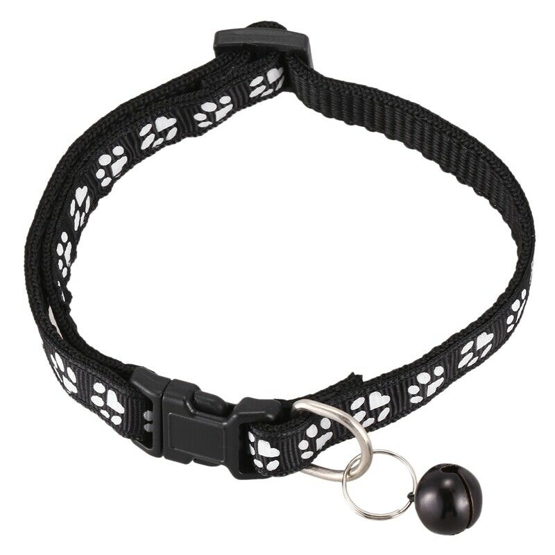 Adjustable neckband dog puppies dog collar with bells, black X3R4