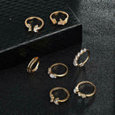 7pcs/set Rhinestone Butterfly Flower Ring Women Open Knuckle Rings Jewelry