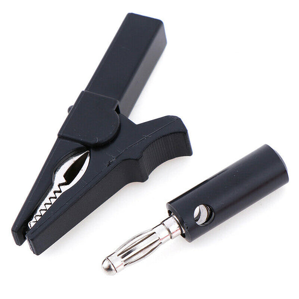 2Pcs 55mm alligator clip with 2pcs 4mm banana plug Black and Red