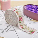 Rose Pattern Jute Burlap Roll Hessian Ribbon with Trims Tape Wedding Party Decor