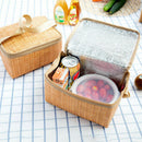 Portable Imitation Rattan Lunch Bags Insulated Thermal Cooler Lunch Box Tot