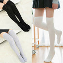 1 Set 3 Pairs Womens Long Socks Solid Color Thigh High Socks Cotton over th