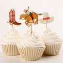 Set of 24pcs Novelty Paper Cowboy Cupcake Picks Food Picks Party Decoration