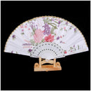 Floral Oriental Dance Party Wedding Folding Hand Fan Lace - White J6M8