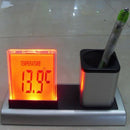 Desk Pen Holder Pencil Container With Calendar Timer Pen Holder Container L