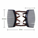 Magic Wood Beads Double Hair Comb Clip Stretchy Women Hairwear 2