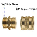Garden Hose Adapter,Male To Male,Female To Female,3/4 Inch Brass Connector,