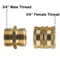Garden Hose Adapter,Male To Male,Female To Female,3/4 Inch Brass Connector,