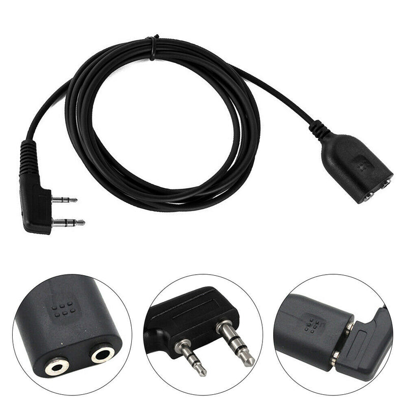 2 Meters Earphones Cable Extension Double Orifice K Walkie Talkie