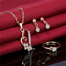 Zircon Earrings Love Pendant Necklace Ring Women Valentine Jewelry Set (2) A