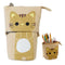 Cute Cat Pencil Case Flexible Pen Bag Zipper Box Makeup Brush Pouch Brown