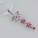 Puncture Ring Medical Needle Butterfly Zircon Flower Umbilical Navel Ring