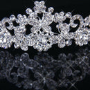 Bridal Wedding Crystal Necklace Earring Set + Floral Crown Headband Bridal