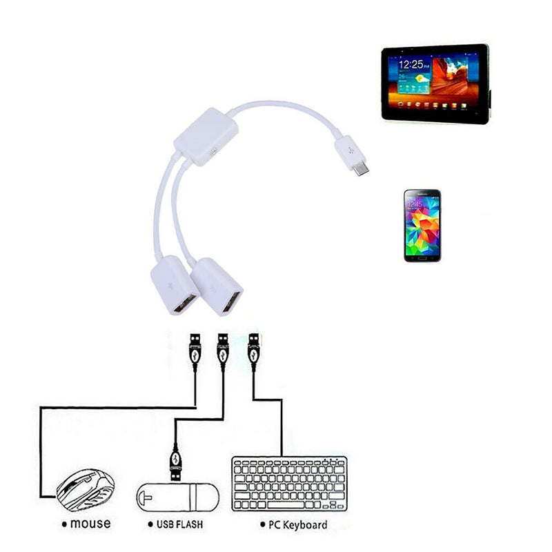 Dual Micro USB OTG Hub Host Adapter Cable for Tablet PC and Smart Phone