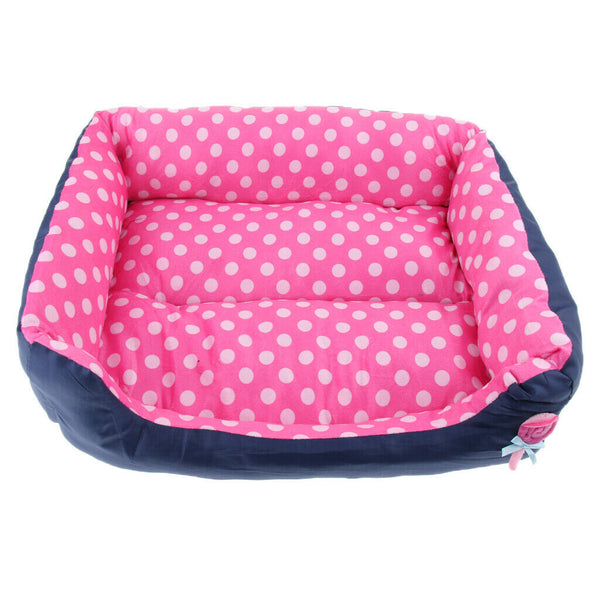 Pet Sofa Shape Dot Print Bed For Cats or Small Medium Dogs Pink