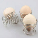 2x Metal Egg Cups Spiral Kitchen Breakfast Hard Boiled Spring Holder Eggs, JR