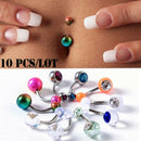 10x Gem Ball Stud Stainless Steel Belly Button Navel Barbell RINGS Piercings yui