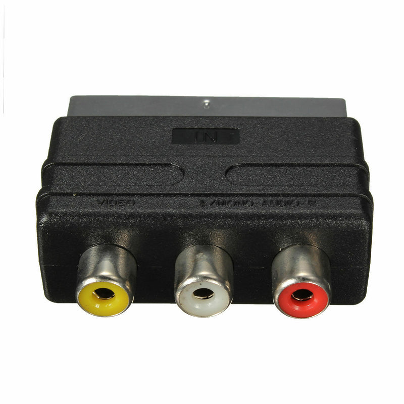 hot SCART Male Plug to 3 RCA Female A/V Audio Video Adaptor Converter for TV lj