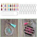 90Pcs Keychain Clear Acrylic Circle Discs Blanks Tassel Pendant Keyrings DIY Set