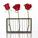 Nordic Style Test Tube Flower Vase in Wooden Stand for Hydroponic Plant 5 Tube