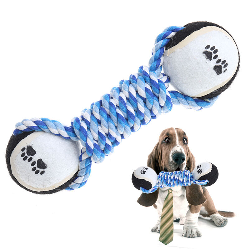 Creative Dog Pet Chew Toys Dog Clean Teeth Training Tool Woven Dumbbell Rope