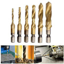 6pcs 1/4 "Hex shank M3-M10 Titanium Thread Cutter Hexagonal Shank Drills Tool