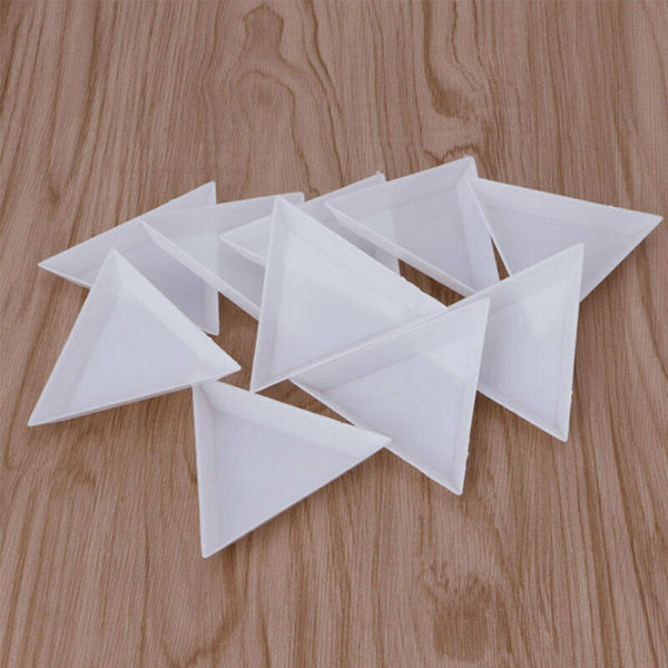10Pcs Triangle/Round Rhinestones Beads Crystal Nail Art Sorting Trays Plastic