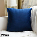 2X Cozy Velvet Square Decorative Throw Pillow Covers for Couch 18x18 Inches