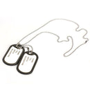 Dual Plates Pendant Necklace Man Sweater Chain Military Army Style Metallic A