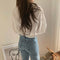 Women Blouse Puff Sleeved White Lace Long Sleeve Shirt Casual Loose Ruffle To Kw