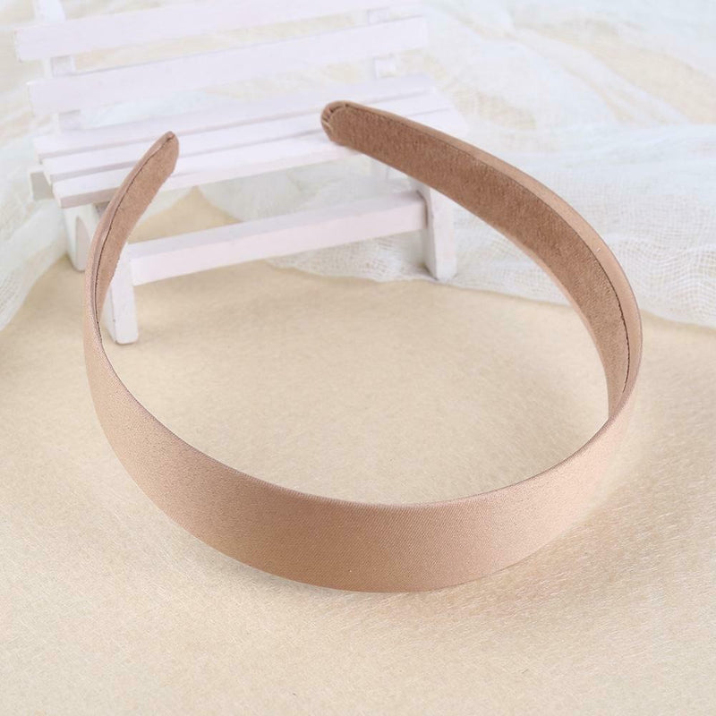 Solid Color Hair Hoops Simple Headband Women Girls Wide Hairband (Beige)