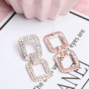 Fashion Shiny Geometric Pendant Earrings Luxury Square Rhinestone Earrings  R2N5