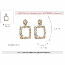 Fashion Women Hyperbole Za Crystal Square Big Dangle Earrings Wedding Jewel