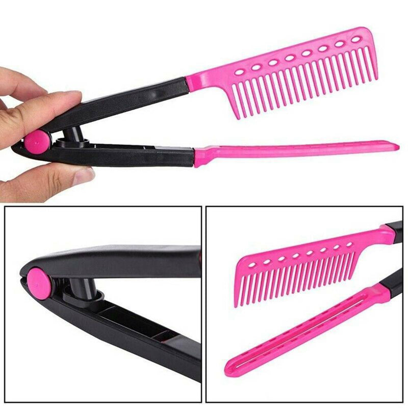 DIY Salon Hairdressing Styling Hair Cutting Straightener V-Shape Comb Brush Tool