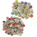 200Pcs Mixed Flowers Wooden Buttons Fit Sewing Scrapbooking Decor 2 Holes