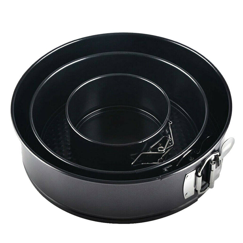 3PCS 12/18/24cm Round Cake Tin Non-stick Spring Form Loose Base Baking Pan Tray