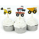 24pcs Cake Dessert Inserted Cards Car Tractor Pattern 9cm KidsPartyDecorationsSD