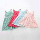 Children Dresses Girls Sleeveless Flower Print Bow Decor Backless Princess  D2O7