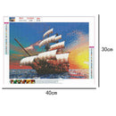 5D DIY Full Drill Diamond Painting Sailboat Cross Stitch Embroidery Craft