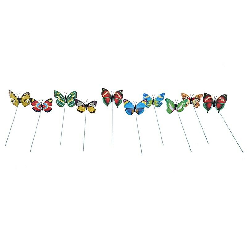 Multicolor Garden Butterflies on Sticks x10. Dia 7cm;Single layer butterfly