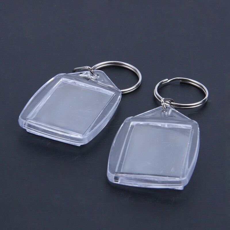 5x Clear Acrylic Blank Keyrings Insert Passport Photo Keychain Keyfob G2H8