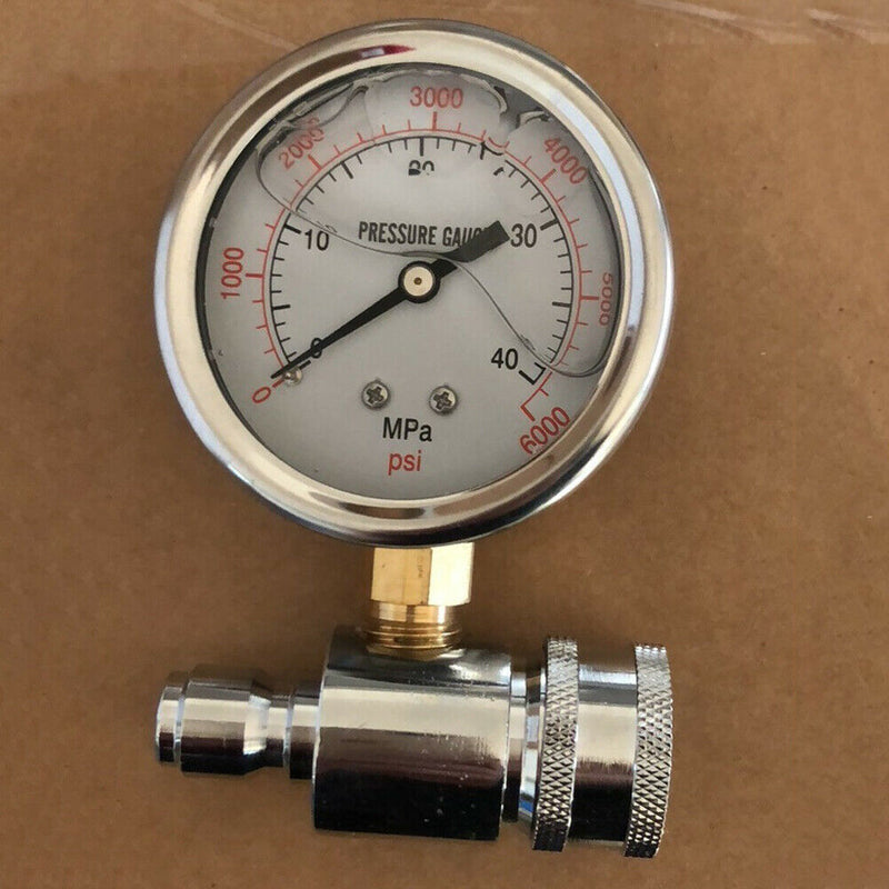 Stainless Steel Pressure Washer Pressure Gauge 6000PSI/40MPa 3/8in Fitting