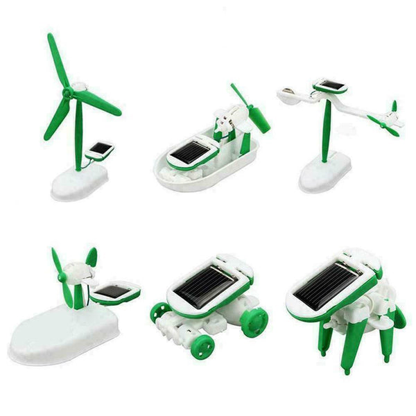 DIY Assembly 6 in 1 Solar Panel Puppies Plane Kit Kid Science Toys Educatio E8U8