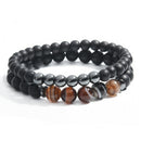 2PCS/set Black Mantra Prayer Healing Natural Stone Beads Bracelet Women Men