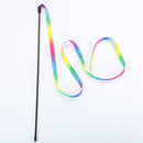 Creative Rainbow Cloth Stripe Tease Cats Rod Teaser Playing Pet Cat Toys Sale.