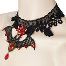 Steampunk Lace Bat Choker Crystal Beads Collar Pendant Necklace Gothic JewelrB&X