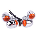 4x Chrome Motorcycle Bullet Turn Signal Indicator Brake Light fit for Chopper Hf