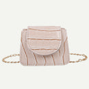Pure Color Leather Mini Shoulder Bags Women Chain Messenger Bags (Beige)