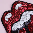Vivid Large Red Tongue Sequins Patches Clothes Applique DIY Clothing Decorate M&