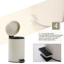 3Liter 0.8 Gallon Beige Mini Tiny Step-on Trash Can Indoor Waste Bin Rubbish
